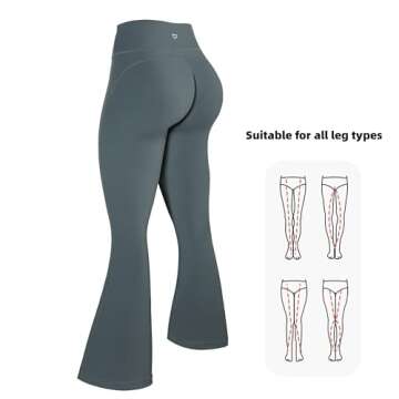 TomTiger Flare Leggings for Women Bootcut Yoga Pants with Tummy Control High-Waisted and Wide Leg 30'' (Bootcut Eucalyptus,L)