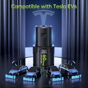Syncwire J1772 to Tesla Adapter for Easy Charging, 60A/240V AC, SAE J1772 Charger Adapter Compatible with Model 3/Y/S/X, Protective Shield & Portable Storage Pouch Included