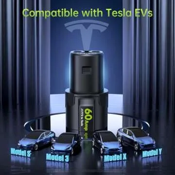 Syncwire J1772 to Tesla Adapter for Easy Charging, 60A/240V AC, SAE J1772 Charger Adapter Compatible with Model 3/Y/S/X, Protective Shield & Portable Storage Pouch Included