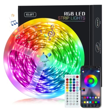 KEELIXIN 65.6ft LED Lights - Vibrant Music Sync RGB Strip with Remote Control for Home Decor
