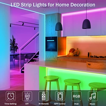 KEELIXIN 65.6ft Music Sync RGB LED Lights with App