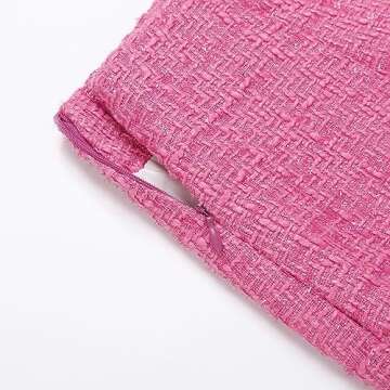 Womens Tweed Plaid Mini Skirt Fall Winter High Waisted Bodycon Pencil Skirt (Tweed Pink, XS)