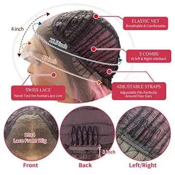 Swetcurly Long Pink Ombre Wigs for Women - Stylish & Heat Resistant