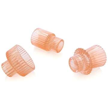 Vixdonos Taper Glass Candlestick Holders Tealight Candle Holders for Table Centerpieces, Wedding Decor and Dinner Party (6 Pcs, Orange Pink)