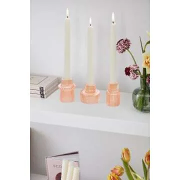 Vixdonos Taper Glass Candlestick Holders Tealight Candle Holders for Table Centerpieces, Wedding Decor and Dinner Party (6 Pcs, Orange Pink)