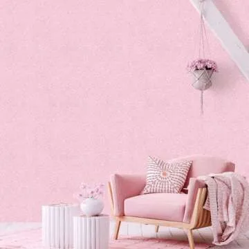 Abyssaly 15.7 inch X 118 inch Pink Wallpaper Embossed Self Adhesive Peel and Stick Removable Home Decorative Vinyl Film Cabinet Furniture Countertop Solid Color Shelf Paper Silk