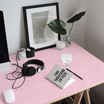 Abyssaly 15.7 inch X 118 inch Pink Wallpaper Embossed Self Adhesive Peel and Stick Removable Home Decorative Vinyl Film Cabinet Furniture Countertop Solid Color Shelf Paper Silk