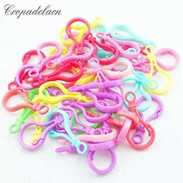 Buckles - 100pc Plastic Colorful lamp shape buckle Snap hook Lobster Clasp DIY Needlework Luggage Sewing handmade Bag purse toy doll tool - (Color: mixing Color)
