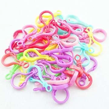 Buckles - 100pc Plastic Colorful lamp shape buckle Snap hook Lobster Clasp DIY Needlework Luggage Sewing handmade Bag purse toy doll tool - (Color: mixing Color)