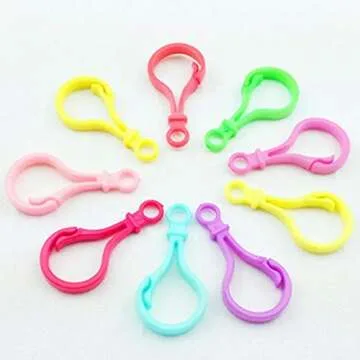 Buckles - 100pc Plastic Colorful lamp shape buckle Snap hook Lobster Clasp DIY Needlework Luggage Sewing handmade Bag purse toy doll tool - (Color: mixing Color)