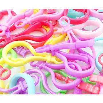 Buckles - 100pc Plastic Colorful lamp shape buckle Snap hook Lobster Clasp DIY Needlework Luggage Sewing handmade Bag purse toy doll tool - (Color: mixing Color)