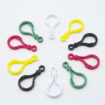 Buckles - 100pc Plastic Colorful lamp shape buckle Snap hook Lobster Clasp DIY Needlework Luggage Sewing handmade Bag purse toy doll tool - (Color: mixing Color)