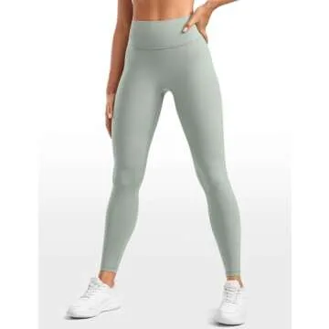 INGIA Womens High Waisted Lounge Yoga Legging 25" Butt Lifting Workout No Front Seam Tummy Control Gym Yoga Pants Mineral X-Small