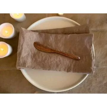 Eight Owls Linen Napkins - Stonewashed Pure Linen Cloth Napkins – Size 20 Inch x 20 Inch - 2 Inch Hem with Mitered Corners – 100% French Flax – Set of 4 Dinner Napkins, Rustic Luxe - Cocoa