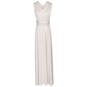 Women Evening Long Dress Convertible Multi Way Wrap Wedding Bridesmaid Dresses Party Pageant Cocktail Ball Prom Gown Summer Beach Maxi Sundress Lady Transformer Bandage Dress Light Gray S