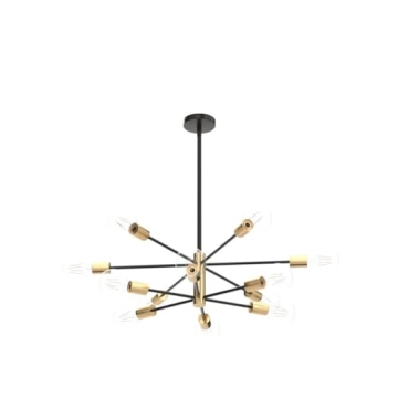 RUIYEY Modern 12-Light Chandelier - Adjustable Heights