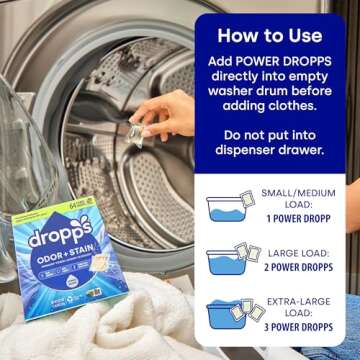 Dropps Odor & Stain Biobased Power Laundry Detergent Pods, Crisp Breeze (32 Pods) - HE Compatible Laundry Pods for Fresh Clothes - Laundry Soap Supplies & Recyclable Paperboard Packaging