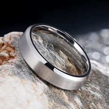 King Will 6mm Stainless Steel Ring Matte Finish & Polished Beveled Edge with I Love You 11.5