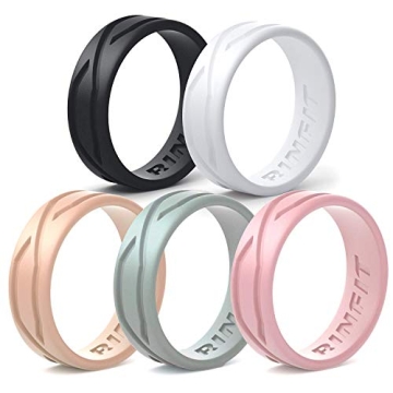 Rinfit Silicone Rings for Women - Stylish 6mm Wide Rubber Wedding Bands