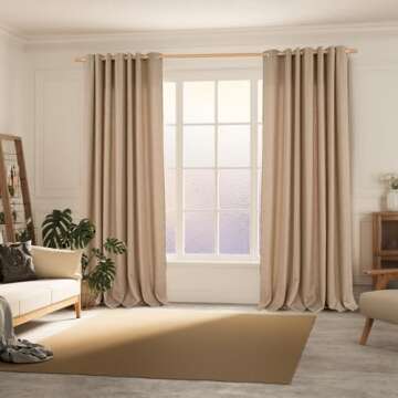 BGment Faux Linen Curtains for Living Room 120 Inch Length 2 Panels Set, Burlap Textured Curtains Li...