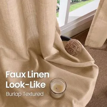 BGment Faux Linen Curtains for Living Room 120 Inch Length 2 Panels Set, Burlap Textured Curtains Light Filtering Privacy Window Curtain Drapes with Grommet, 52 Inch Wide Each Panel, Tan