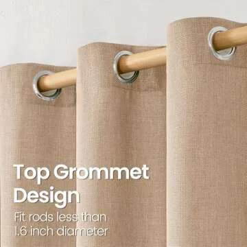 BGment Faux Linen Curtains for Living Room 120 Inch Length 2 Panels Set, Burlap Textured Curtains Light Filtering Privacy Window Curtain Drapes with Grommet, 52 Inch Wide Each Panel, Tan