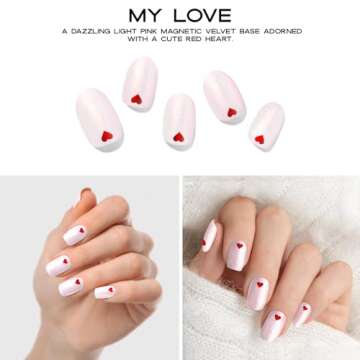 Adora Couture Semi Cured Gel Nail Strips with 20 Pieces, Salon Quality Nail Wraps for Women, Red Heart UV Gel Nail Stickers, UV Light Required, My Love