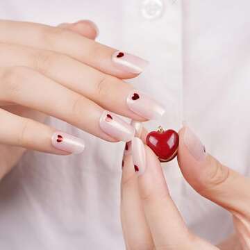 Adora Couture Semi Cured Gel Nail Strips with 20 Pieces, Salon Quality Nail Wraps for Women, Red Heart UV Gel Nail Stickers, UV Light Required, My Love