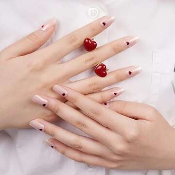 Adora Couture Semi Cured Gel Nail Strips with 20 Pieces, Salon Quality Nail Wraps for Women, Red Heart UV Gel Nail Stickers, UV Light Required, My Love