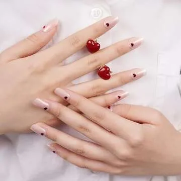 Adora Couture Semi Cured Gel Nail Strips with 20 Pieces, Salon Quality Nail Wraps for Women, Red Heart UV Gel Nail Stickers, UV Light Required, My Love