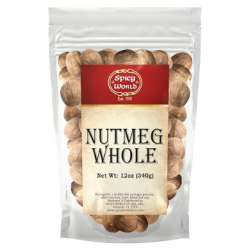 Spicy World Whole Nutmeg 12 Ounce Bag - Over 60 Large Pieces - Non-GMO, Vegan, All Natural