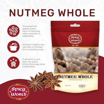 Spicy World Whole Nutmeg 12 Oz - Natural Flavor Booster