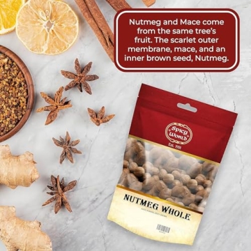 Spicy World Whole Nutmeg 12 Oz - Natural Flavor Booster