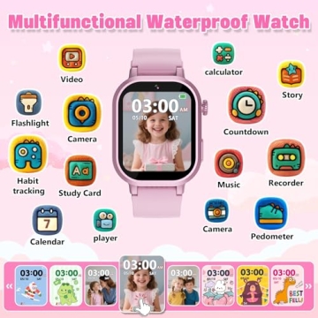 Wiszodet Kids Waterproof Smart Watch – Fun & Functional for Girls 3-12, 39 Games & More!