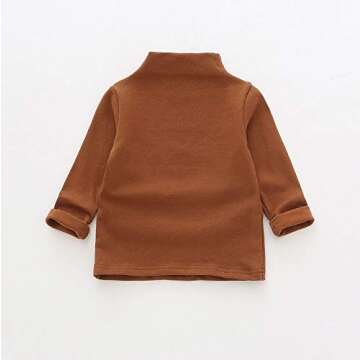 MODNTOGA Toddler Turtleneck Baby Girl Boy Long Sleeve Shirt Solid Color Mock Neck Shirt Knitwear Blo...