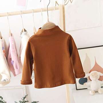 MODNTOGA Toddler Turtleneck Baby Girl Boy Long Sleeve Shirt Solid Color Mock Neck Shirt Knitwear Blouse Fall Winter Clothes (Brown, 90(18-24Months))
