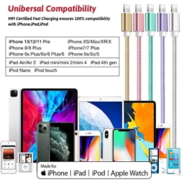 Buy iPhone Charger 5 Pack Lightning Cables - Fast Charging