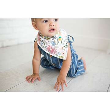 Copper Pearl Baby Bandana Bibs - 4 Pack Soft Cotton Baby Bibs for Drooling and Teething, Absorbent Drool Bibs for Baby Girl and Boy, Adjustable to Fit Newborns to Toddlers, Tons of Styles (Olive)