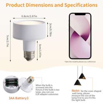 Vitnucrol 2 Pack Magnetic Battery Operated Light Bulbs with Remote Control, Cordless LED Puck Lights...