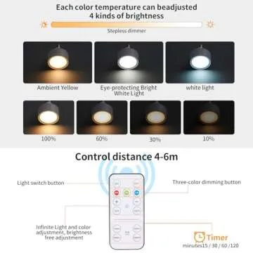 Vitnucrol 2 Pack Magnetic Battery Operated Light Bulbs with Remote Control, Cordless LED Puck Lights, Wireless Dimmable E26 Screw in AA Battery Power Bulbs for Non Electric Lamps