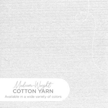 Lion Brand 24/7 Cotton Yarn, Lightweight Yarn for Knitting, Crocheting, and Crafts, White, 1 Pack