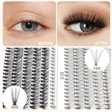 Bodermincer 240pcs C Curl 10D/20D Cluster Eyelashes 12/13/14/15/16mm and Under Eyelashes Mixed Professional Makeup Individual Cluster Eye Lashes (12/13/14/15/16mm and Under Eyelashes)