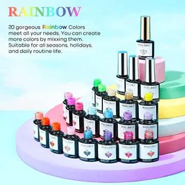 Modelones 24 Pcs Gel Nail Polish Kit, Summer Rainbow Color Gel Nail Polish Set 7ML Soak Off Pastel G...