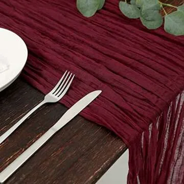 DOLOPL Christmas Table Runner Burgundy Cheesecloth Table Runner 13.3ft Boho Gauze Cheese Cloth Table...