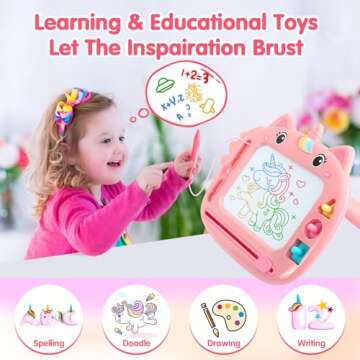 Unicorn Toddler Girl Toys Age 1-3, Colorful Magnetic Drawing Board, Learning Toy for 1 2 3 Year Old ...