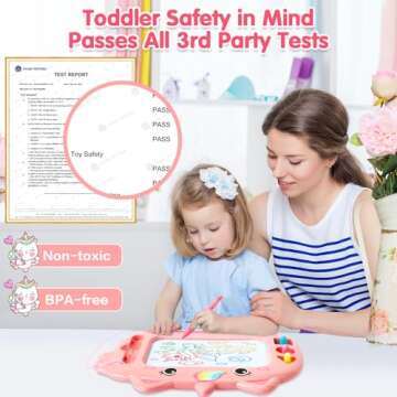 Unicorn Toddler Girl Toys Age 1-3, Colorful Magnetic Drawing Board, Learning Toy for 1 2 3 Year Old Baby, Portable Magna Kids Doodle Travel Essentials, Mess-Free Etch Sketch, Christmas Birthday Gifts