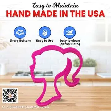 CookieCutterCom Doll Head Cookie Cutter 4 Inch - Hand Made in the USA - Color may vary