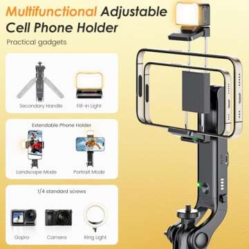 Marchpower 63” Remote Auto Face Tracking Tripod 360°Rotating for iPhone with Light, Motion Sensor Phone Tripod Stand, Face Body Phone Camera Mount Gesture Control for Vlog/Live Stream/Video Recording