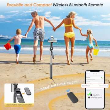 Marchpower 63” Remote Auto Face Tracking Tripod 360°Rotating for iPhone with Light, Motion Sensor Phone Tripod Stand, Face Body Phone Camera Mount Gesture Control for Vlog/Live Stream/Video Recording