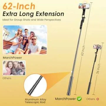 Marchpower 63” Remote Auto Face Tracking Tripod 360°Rotating for iPhone with Light, Motion Sensor Phone Tripod Stand, Face Body Phone Camera Mount Gesture Control for Vlog/Live Stream/Video Recording